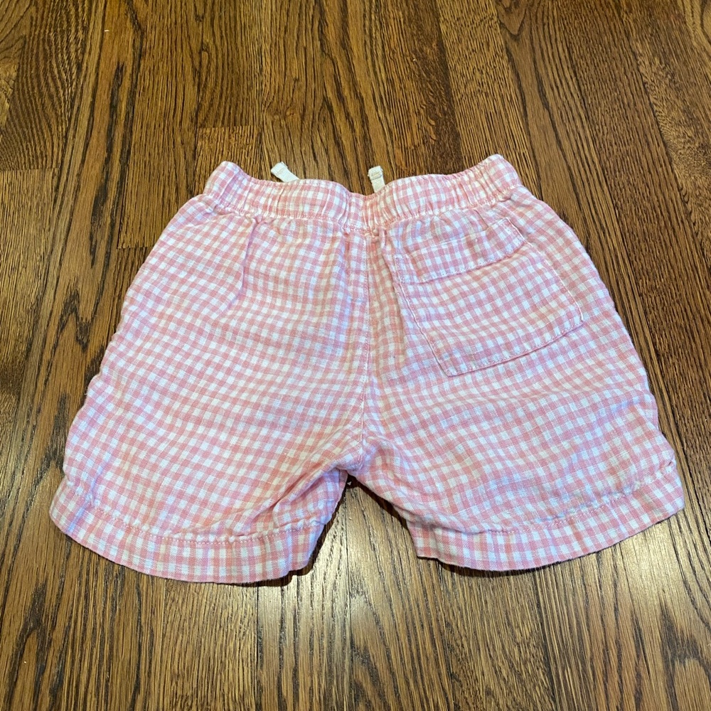 Crewcuts Pink and White Checkered Linen Dock Shorts